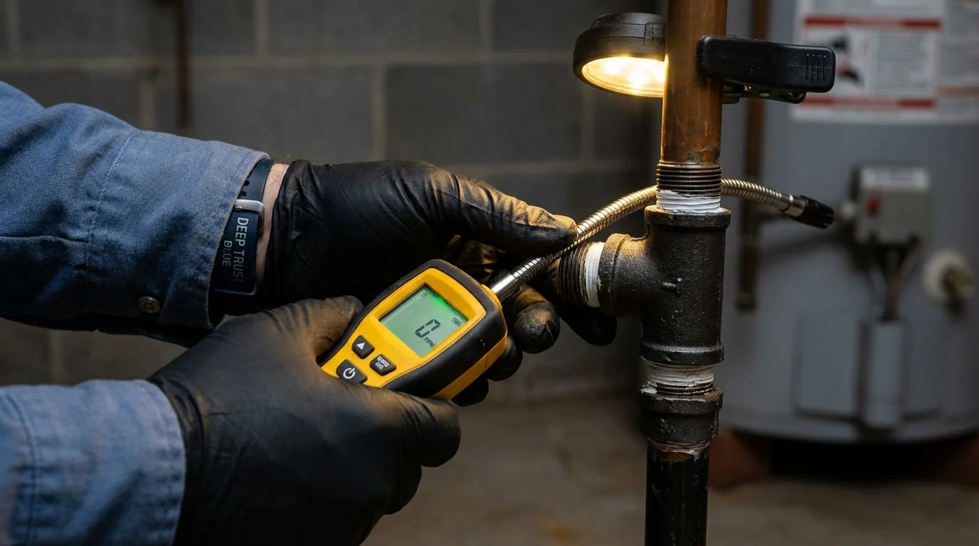 Gas leak detection with electronic sniffer by Johns Plumbing LLC in Mahnomen